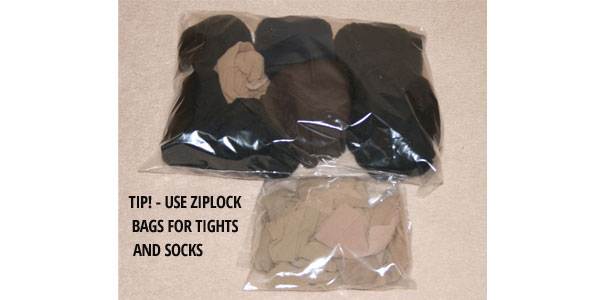 store tights in ziplock bags