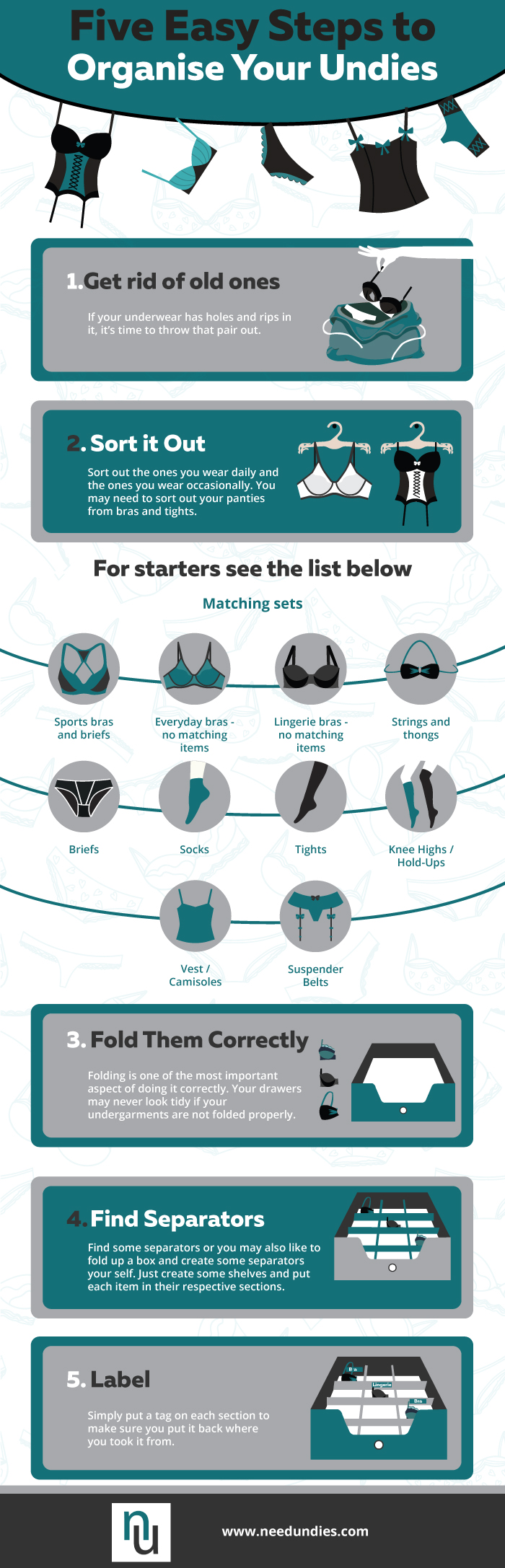Infographic 5 easy steps to organise undies