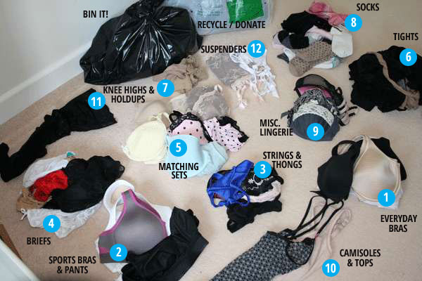 how to organize bras and tank tops in a drawer