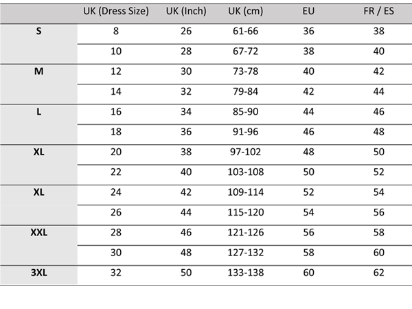 Jockey Ladies Size Chart